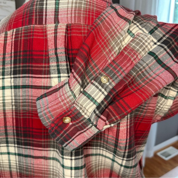 Ralph Lauren Classic Fit Plaid Red Green Flannel Size Large - Picture 7 of 13
